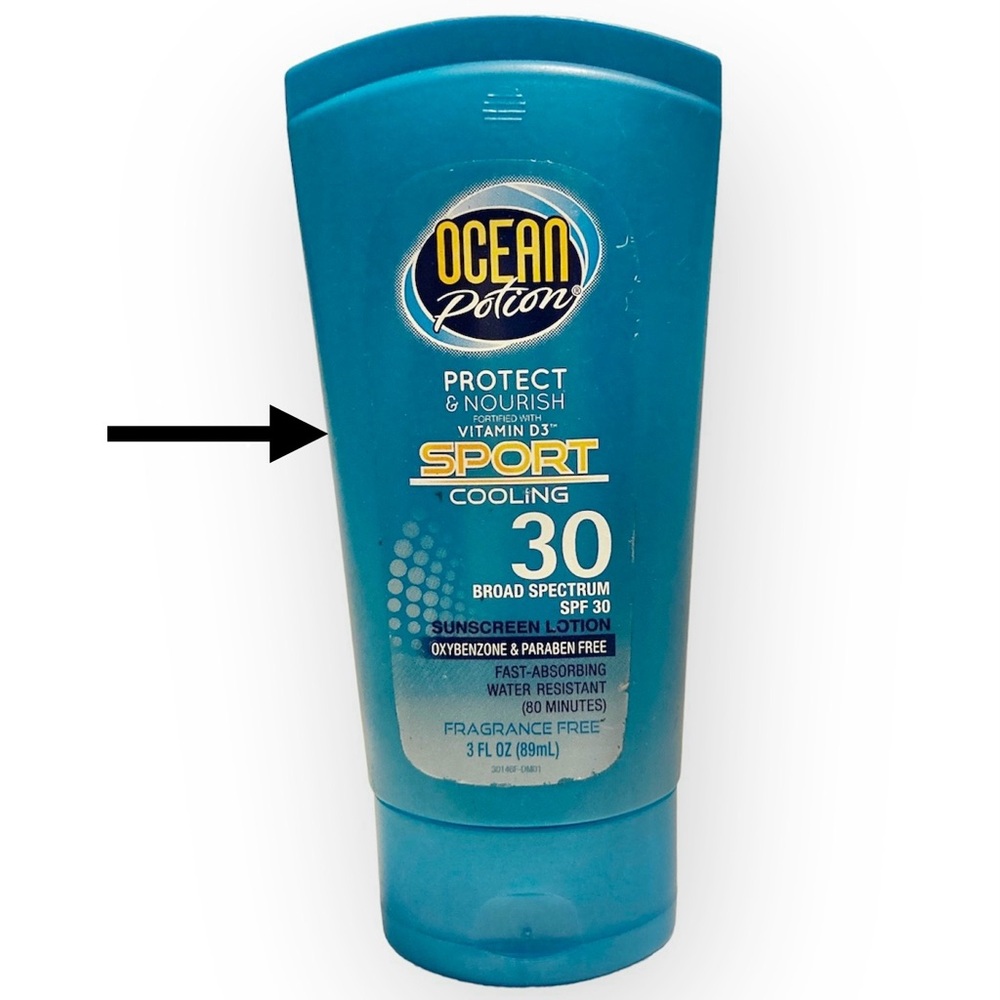 60% full Ocean Potion Sport Cooling Sunscreen Lotion SPF 30 Broad Spectrum 3 oz